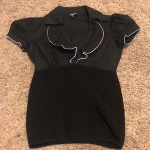 Bebe black fitted top with ruffle